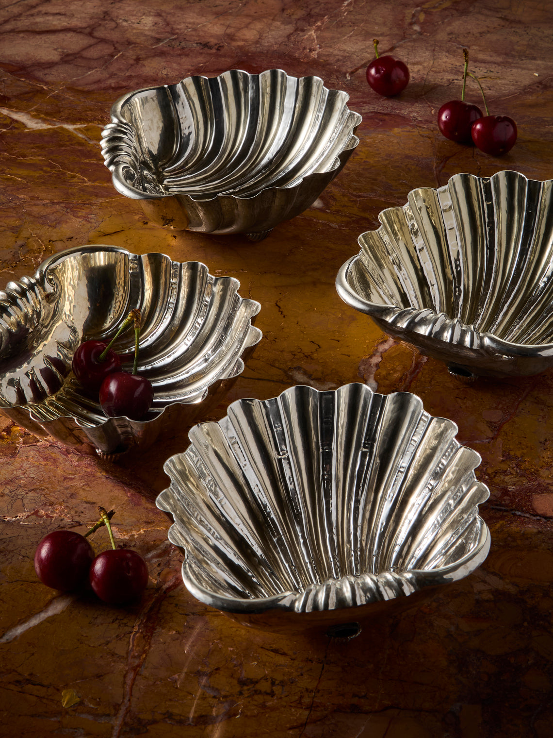 Antique and Vintage - 1960s Shell Silver-Plated Bowls (Set of 4) - Silver - ABASK