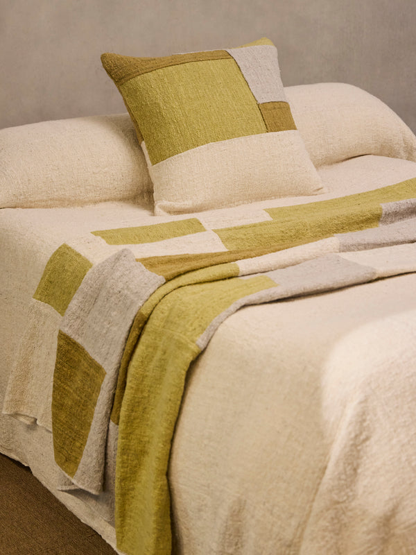 Valentina Hoyos - Hand-Dyed Patchwork Cotton Throw (106in/2.7m) - Green - ABASK