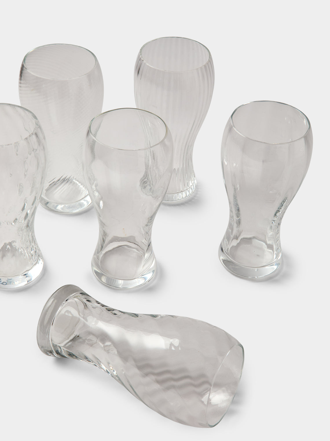 NasonMoretti - | Set of 6 | Marilyn Hand-Blown Murano Beer Glasses - Clear - ABASK