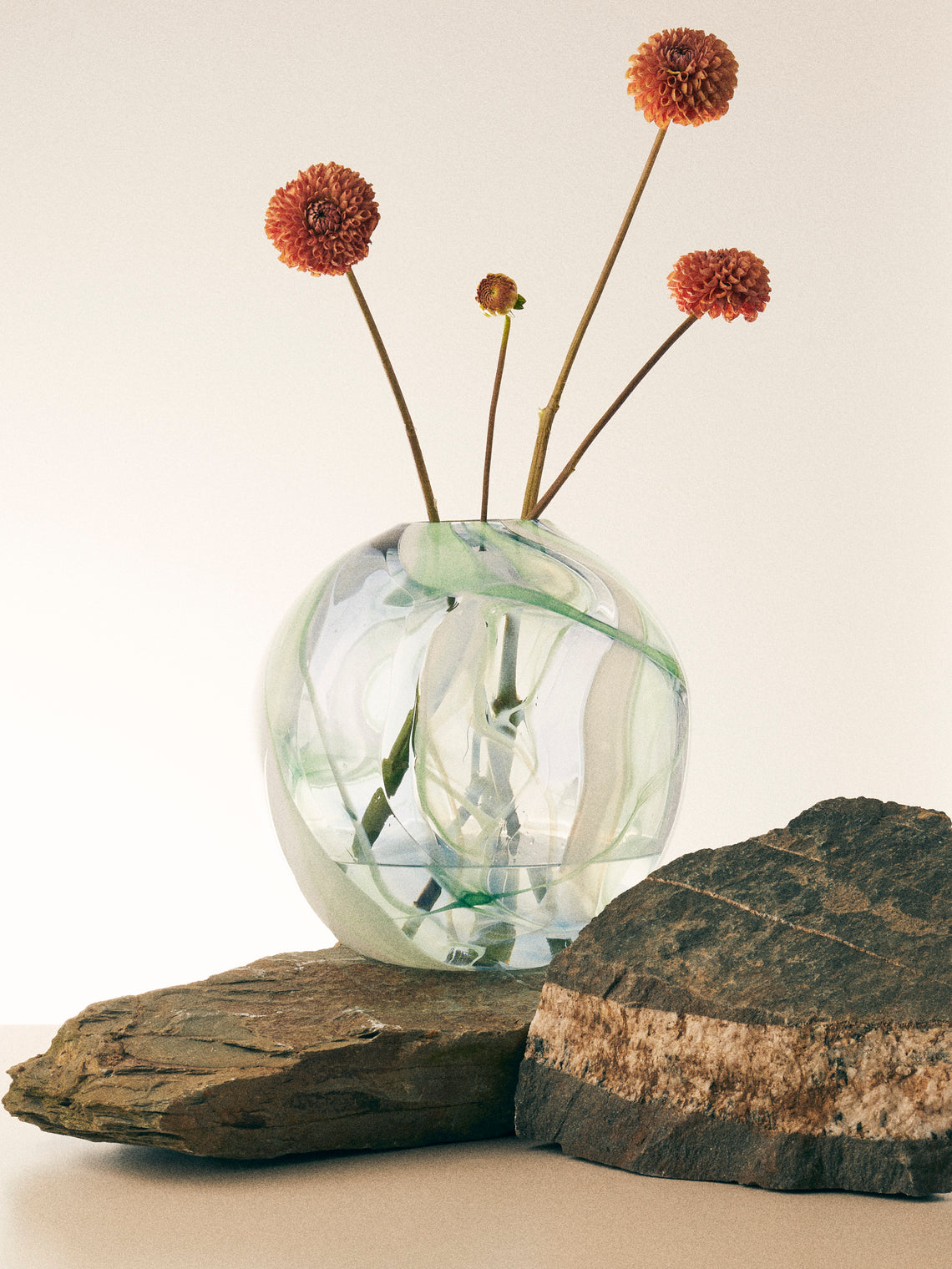 Moonarij - Moonjar Hand-Blown Glass Vase (12in/30cm) - Green - ABASK