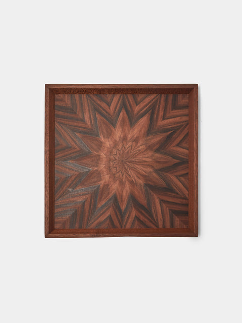 Mori Kougei - Poke Morado Wood Square Tray (10.5in/26.5cm) - Brown - ABASK - 