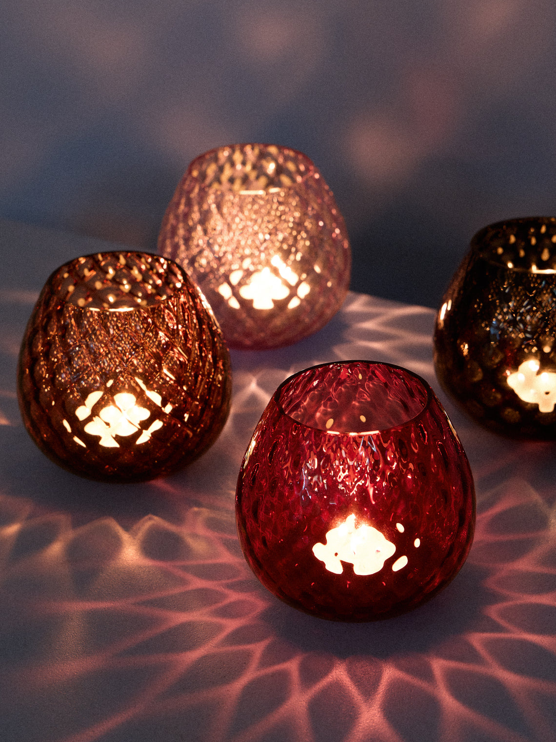 NasonMoretti - | Set of 4 | Macramé Hand-Blown Murano Glass Tealight Holders - Multiple - ABASK