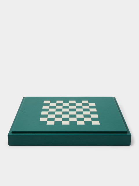 Hector Saxe - Leather Backgammon, Checkers, Chess and Dominoes Compendium - Green - ABASK - 
