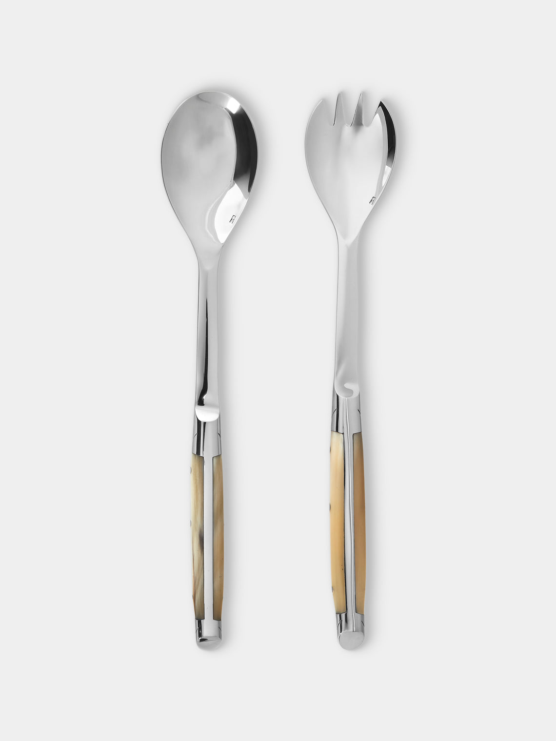 Goyon-Chazeau - Le Thiers Prestige Flammée Blonde Horn Salad Servers (Set of 2) - Brown - ABASK - 