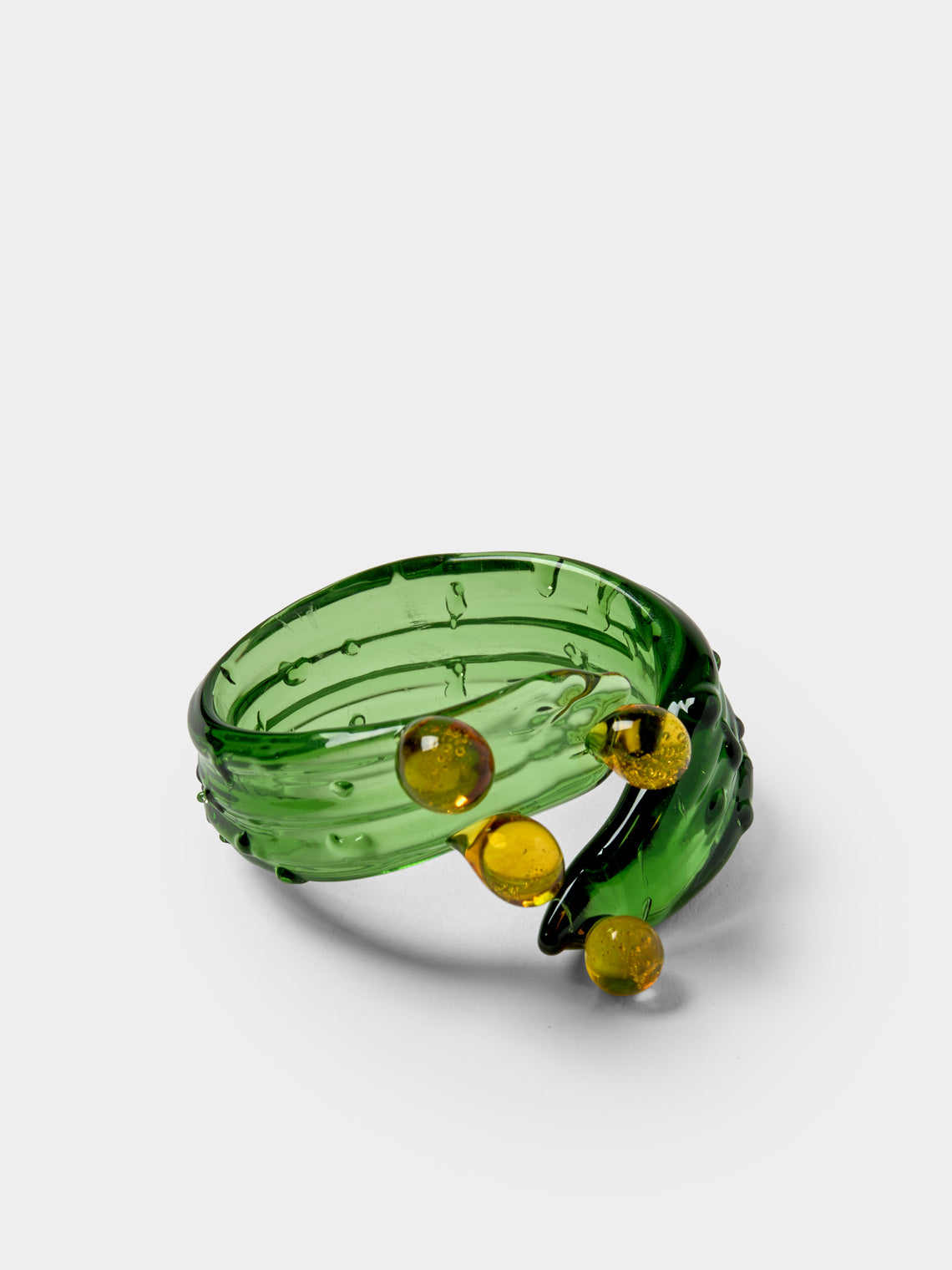 Casarialto - | Set of 6 | Cacti Hand-Blown Glass Napkin Rings - Green - ABASK