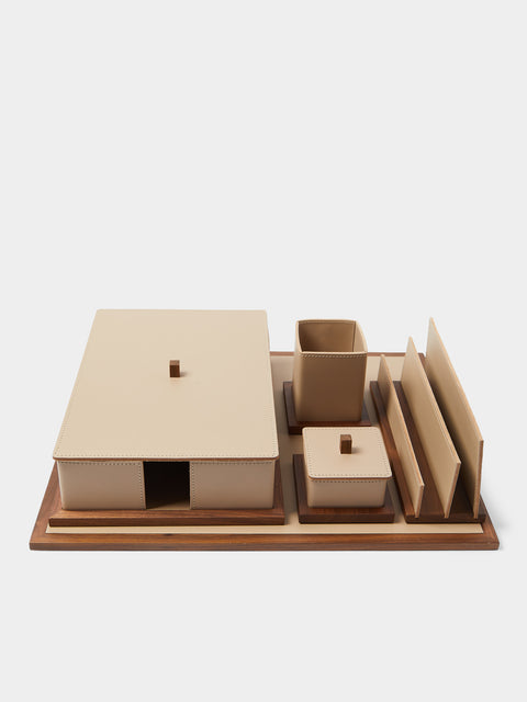 Rabitti 1969 - Pienza Leather Desk Set - Gray - ABASK - 