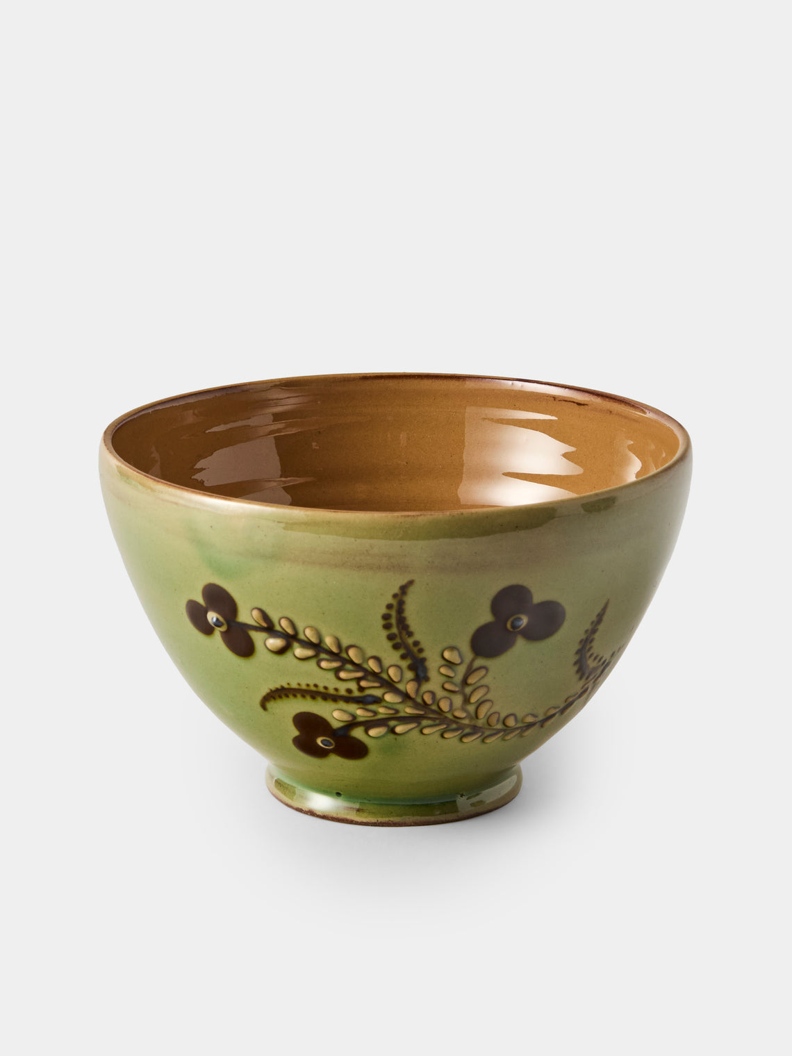 Poterie d’Évires - Flowers Hand-Painted Ceramic Grand Bowls (Set of 4) - Green - ABASK