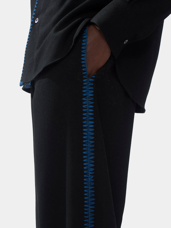 Marocaine Hand-Embroidered Wool Pajama Trousers