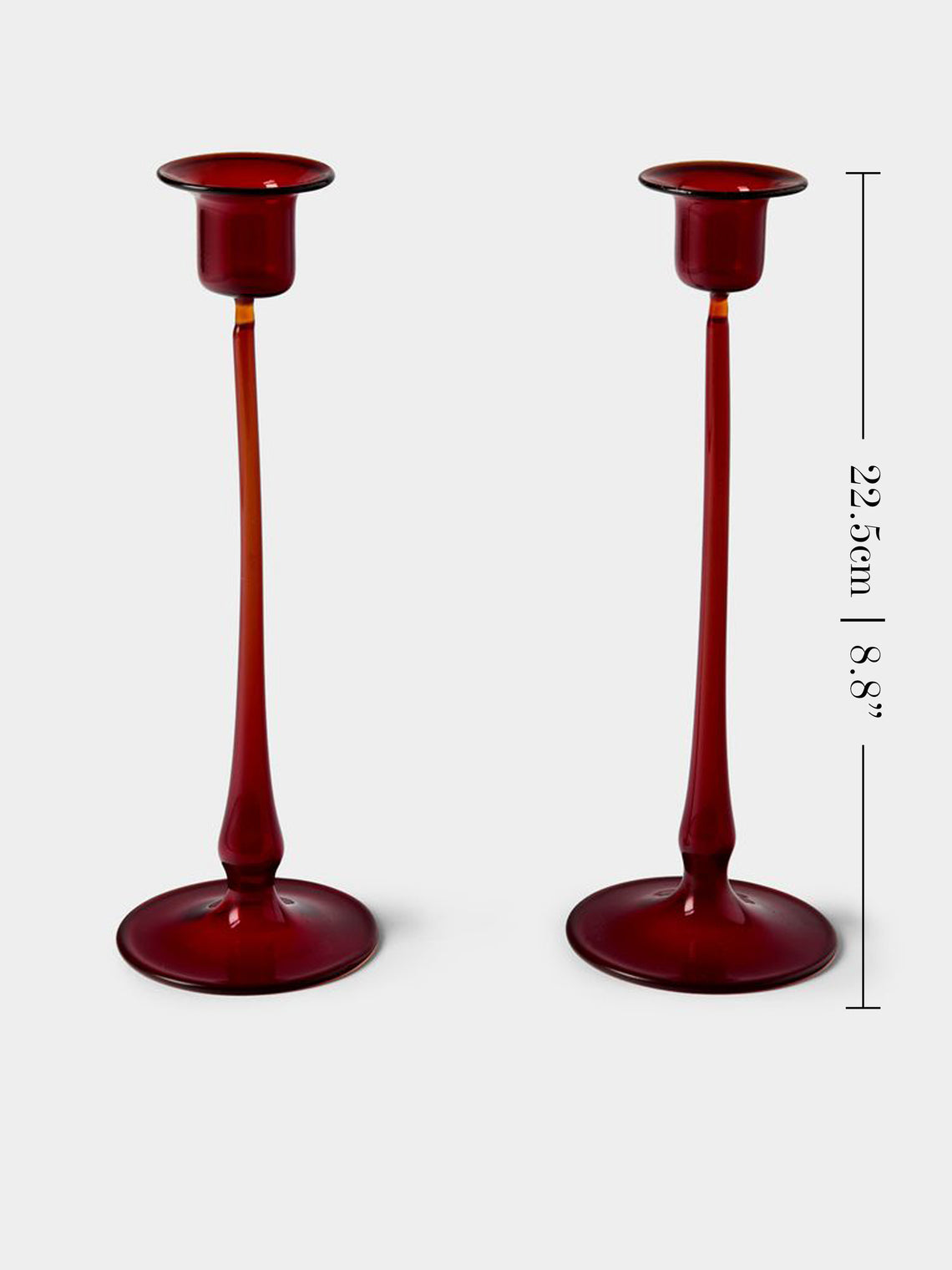 Antique and Vintage - Mid-Century Glass Candle Holders (Set of 2) - Red - ABASK