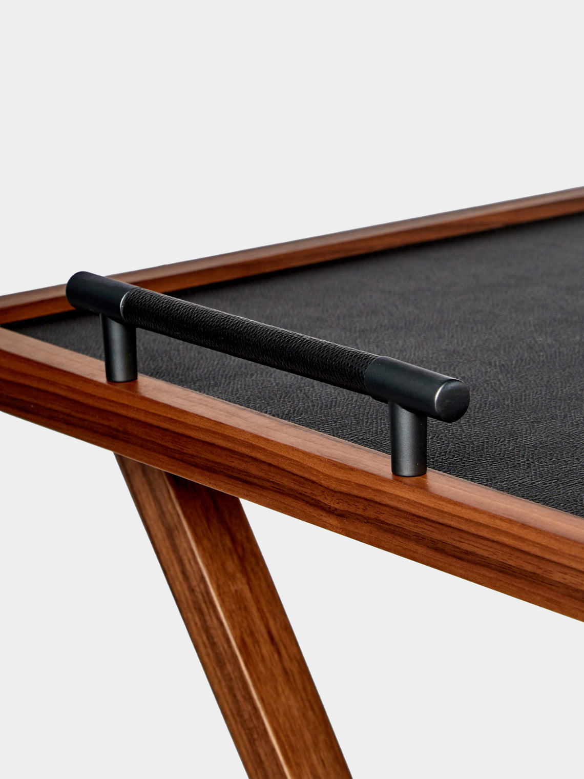 Pinetti - Dedalo Leather and Walnut Tray Table - Black - ABASK