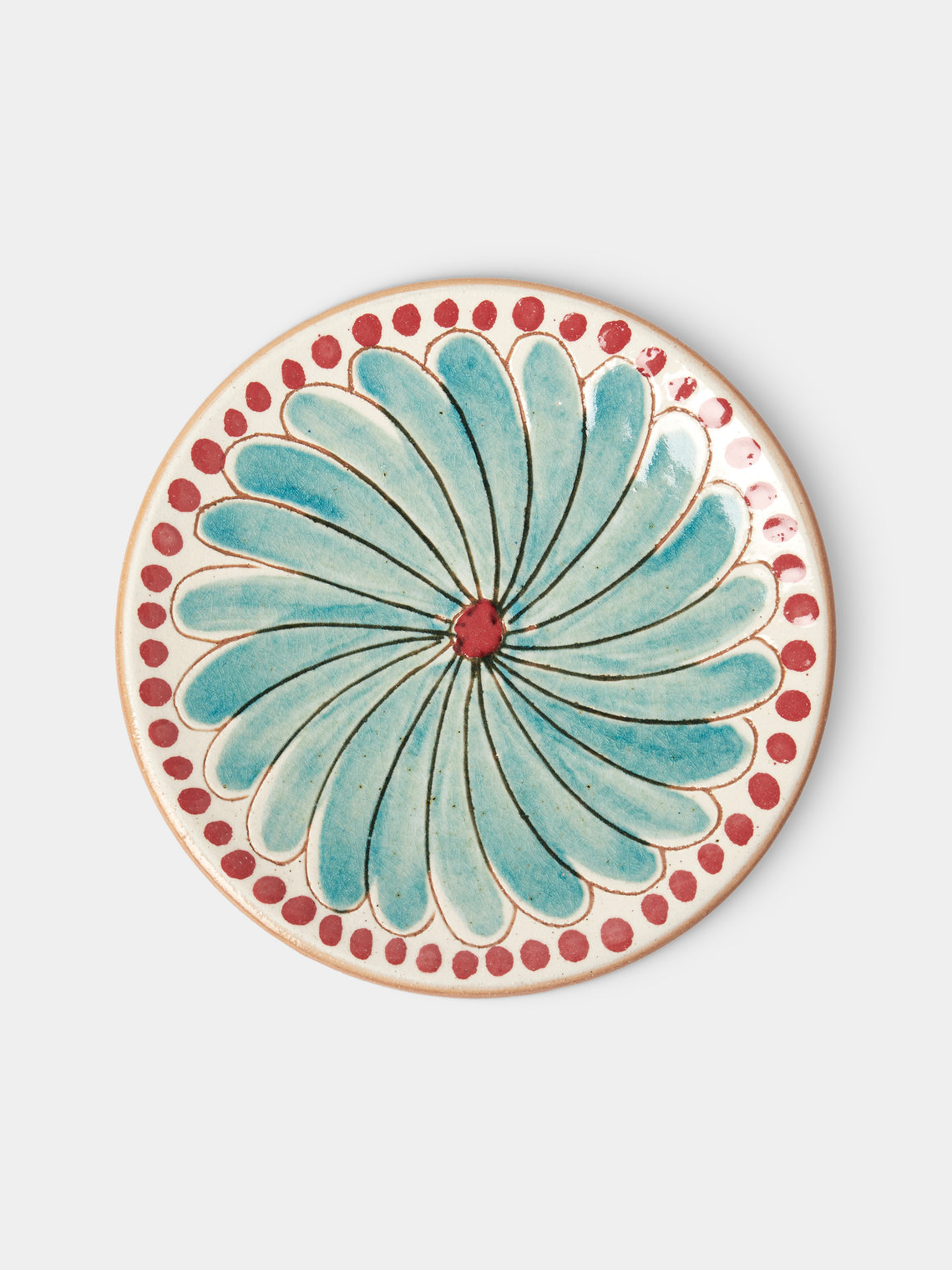 Anut Cairo - Flower Hand-Painted Ceramic Salad / Dessert Plates – 7in/18cm (Set of 4) - Green - ABASK