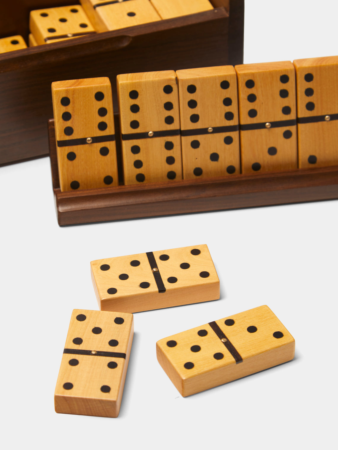 CasaLatina - Marquetry Wood Dominoes Set - Brown - ABASK