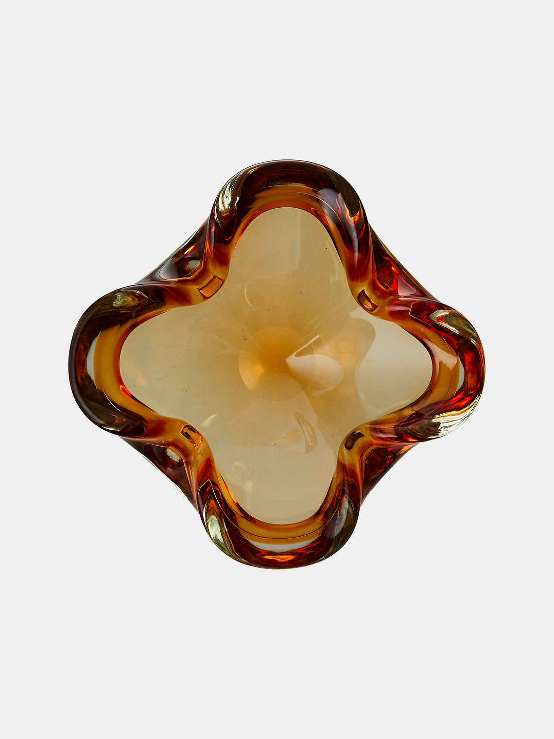 Antique and Vintage - Mid-Century Glass Ashtray - Orange - ABASK