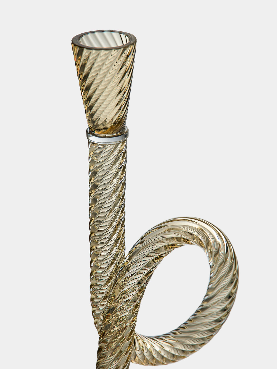 Aina Kari - Venetian Knot Hand-Blown Murano Glass Candlestick Holder - Gold - ABASK