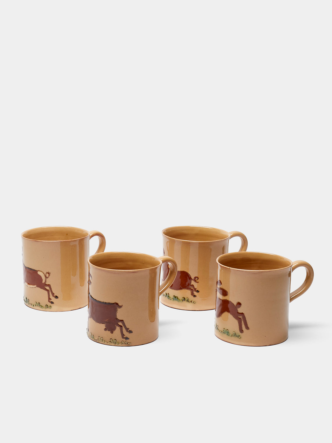 Poterie d’Évires - Animals Hand-Painted Ceramic Mugs (Set of 6) - Cream - ABASK