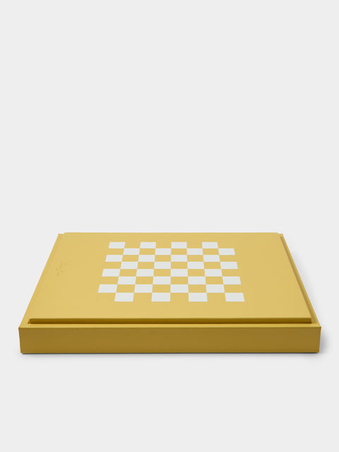 Hector Saxe - Leather Backgammon, Checkers, Chess and Dominoes Compendium - Yellow - ABASK - 