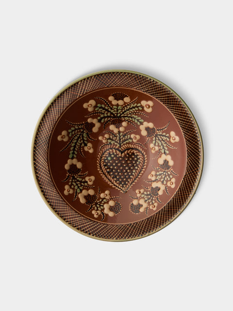 Poterie d’Évires - Hearts Hand-Painted Ceramic Serving Bowl - Light brown - ABASK