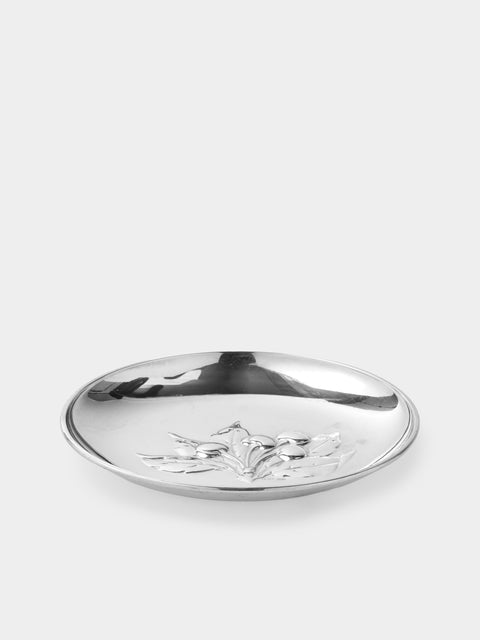 Antique and Vintage - 1950s Flower Silver-Plated Trinket Tray - Silver - ABASK - 