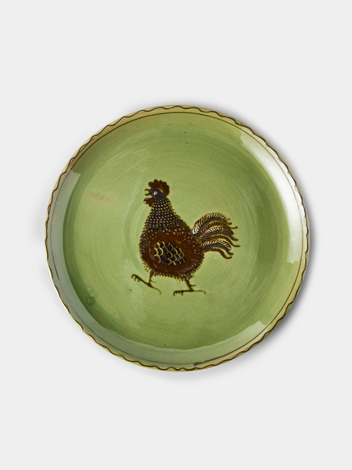 Poterie d’Évires - Animals Hand-Painted Ceramic Dinner Plates – 9.5in/24cm (Set of 4) - Green - ABASK