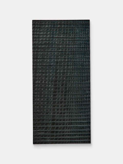 Mori Kougei - Tsuki-Jiri Indigo-Dyed Oak Sushi Plate (12.5in/32cm) - Black - ABASK - 