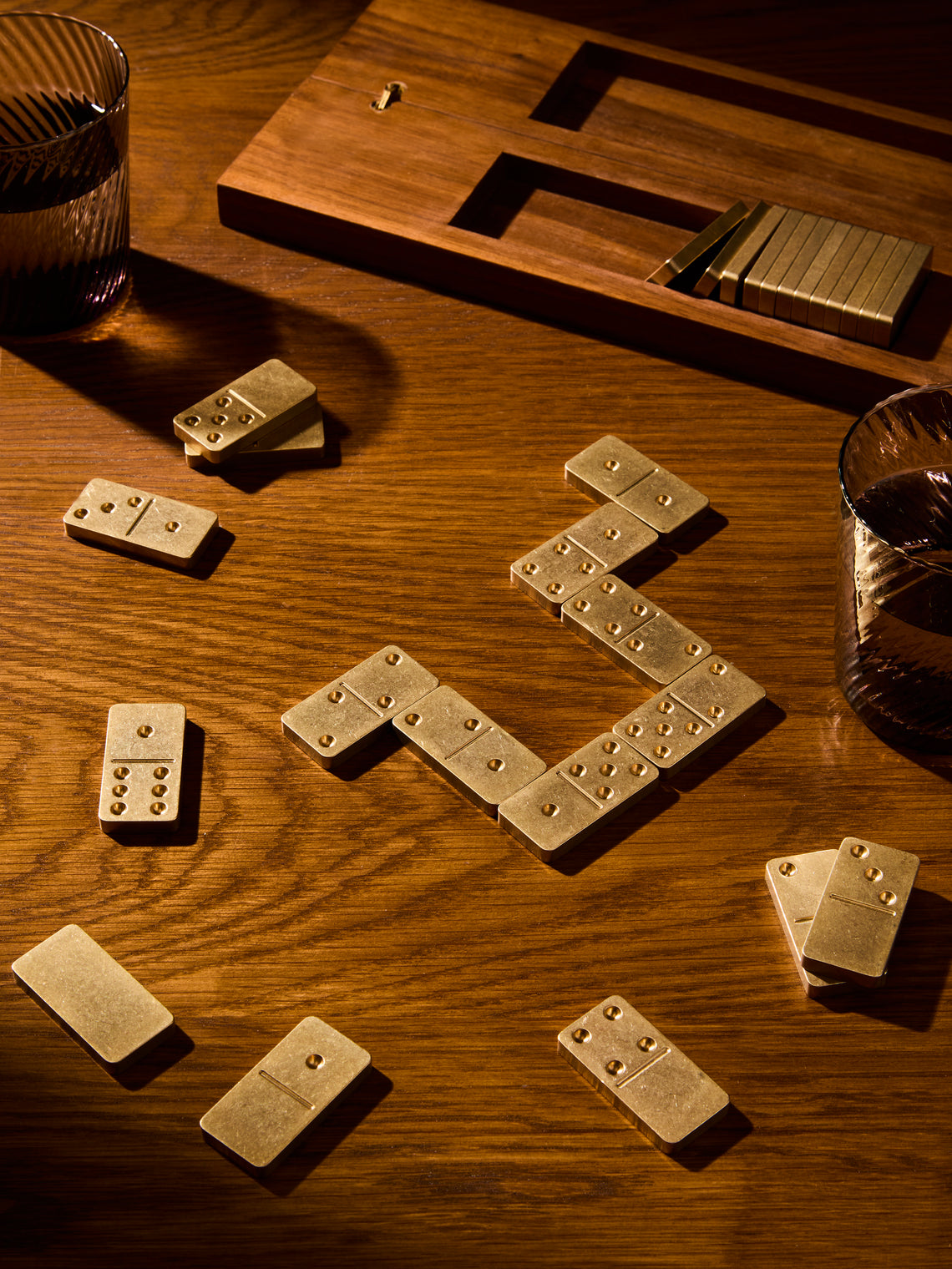 Corbet - Wood Dominoes Set - Dark Brown - ABASK
