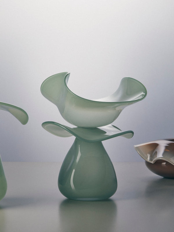 Oog Objects - 8 Hand-Blown Glass Vase (10.5in/26.5cm) - Green - ABASK