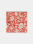Chamois - Indian Rose Block-Printed Linen Napkins (Set of 4) - Red - ABASK - 