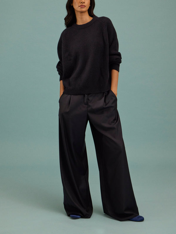 Dusan - Cashmere Crew-Neck Sweater | One Size - Navy - ABASK