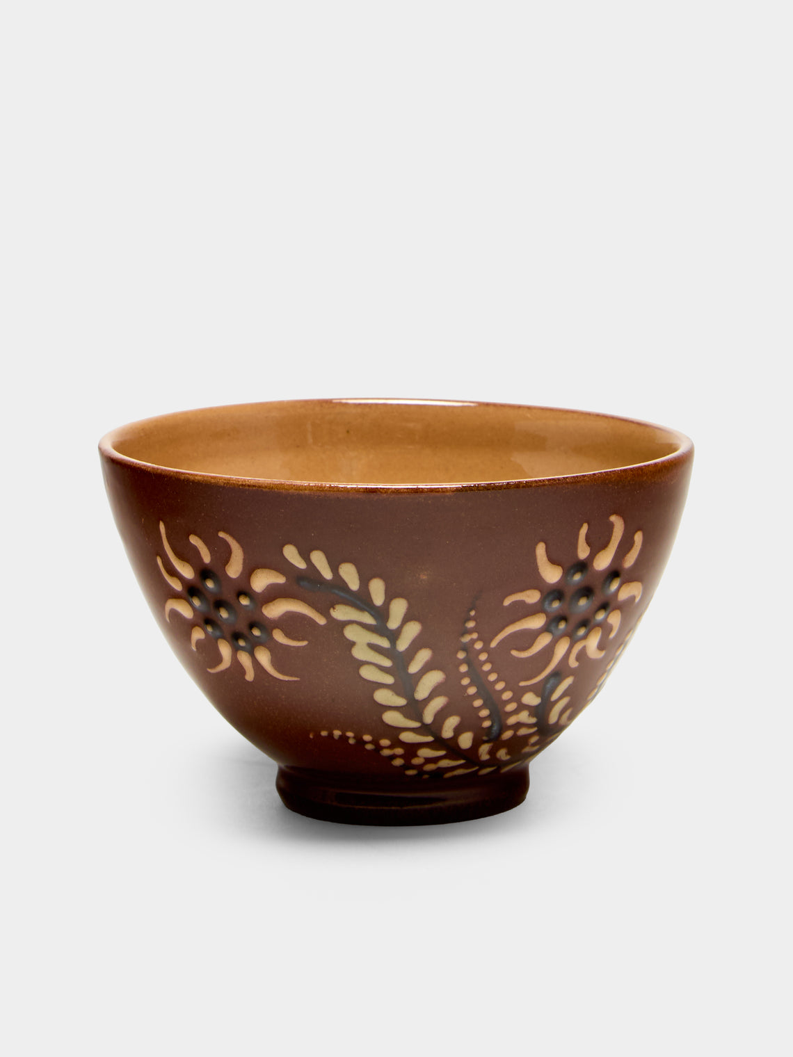 Poterie d’Évires - Flowers Hand-Painted Ceramic Petite Fluted Bowls (Set of 6) - Light brown - ABASK