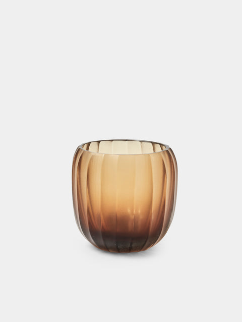 Micheluzzi Glass - Rullo Miele Coste Hand-Blown Murano Glass Vase (4.5in/11.5cm) - Orange - ABASK - 