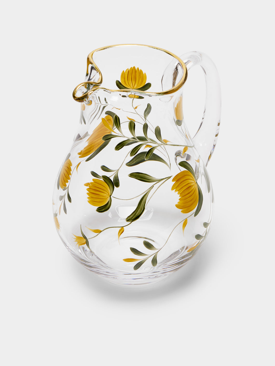 Los Vasos de Agua Clara - Jaipur Hand-Painted Crystal Jug - Yellow - ABASK
