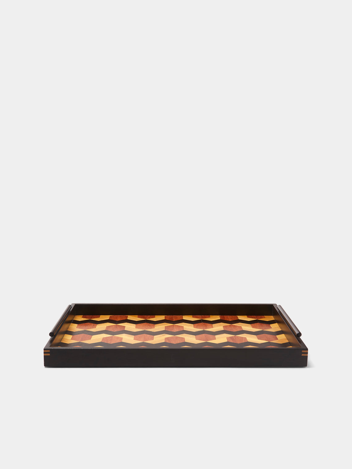 CasaLatina - Marquetry Wood Tray (18in/46cm) - Brown - ABASK