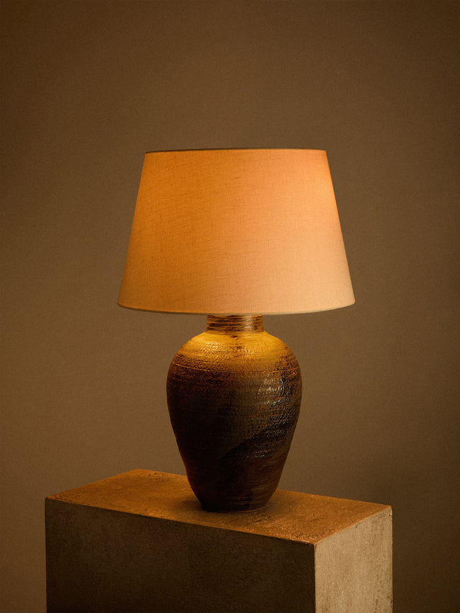 Peter Speliopoulos Projects - Hand-Glazed Stoneware Table Lamp - Black - ABASK