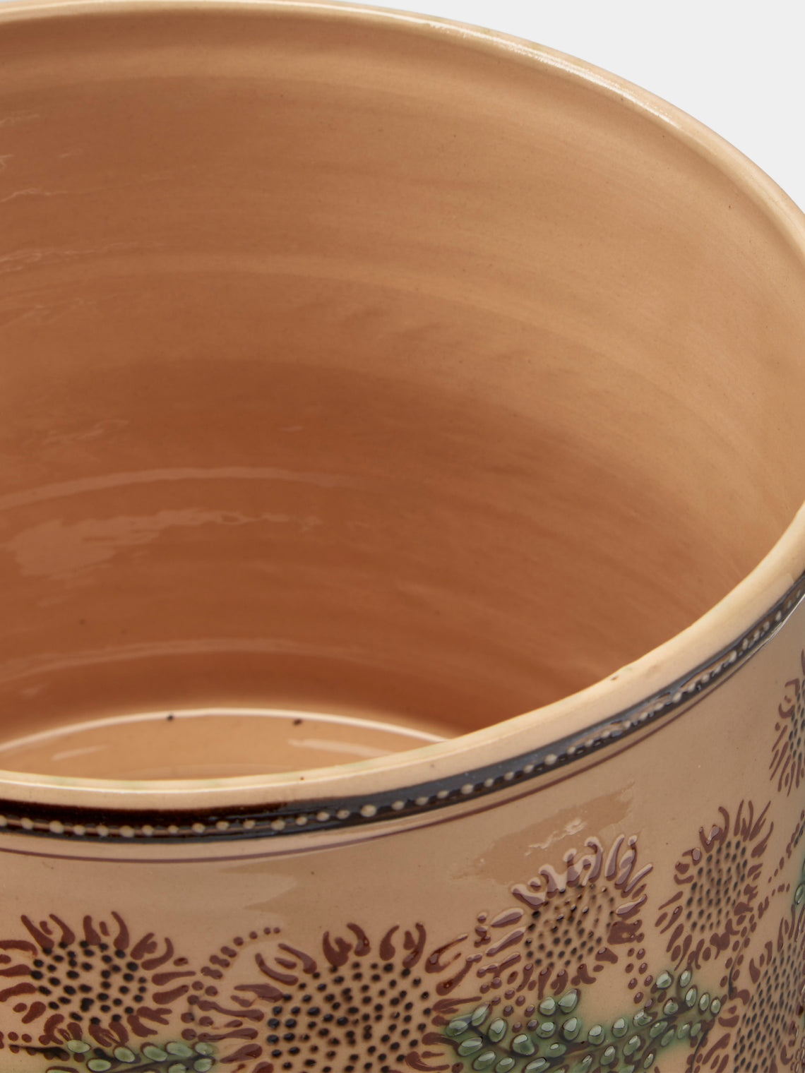 Poterie d’Évires - Flowers Hand-Painted Ceramic Extra Large Pot - Cream - ABASK