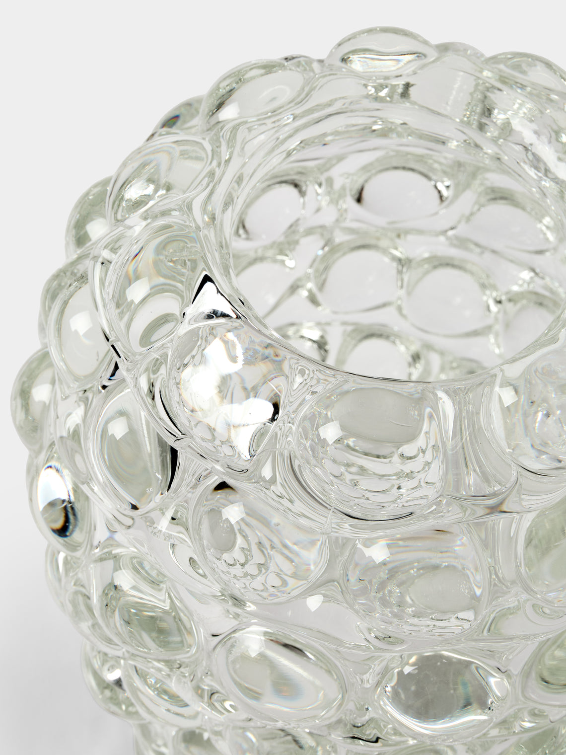 Yali Glass - Boboli Hand-Blown Murano Glass Vase (8.5in/22cm) - Clear - ABASK