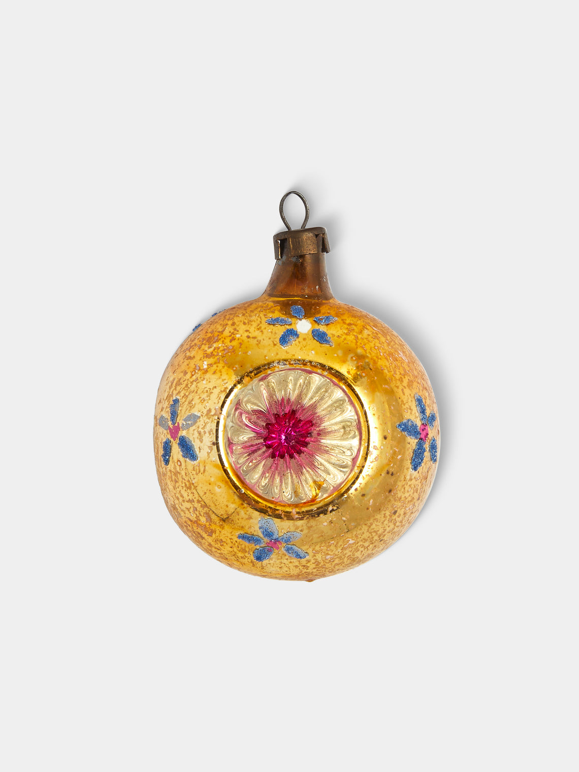 Antique and Vintage - Early-20th-Century Reflective Glass Baubles (Set of 5) - Yellow - ABASK