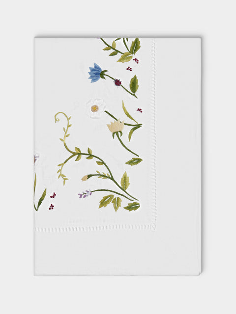 ERI Textiles - Flower Meadow Hand-Embroidered Rectangular Tablecloth (118in/3m) - Multiple - ABASK - 