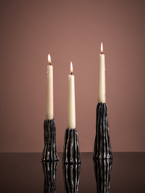 Studio Palatin - | Set of 3 | Surculus Bronze Candlestick - Bronze - ABASK