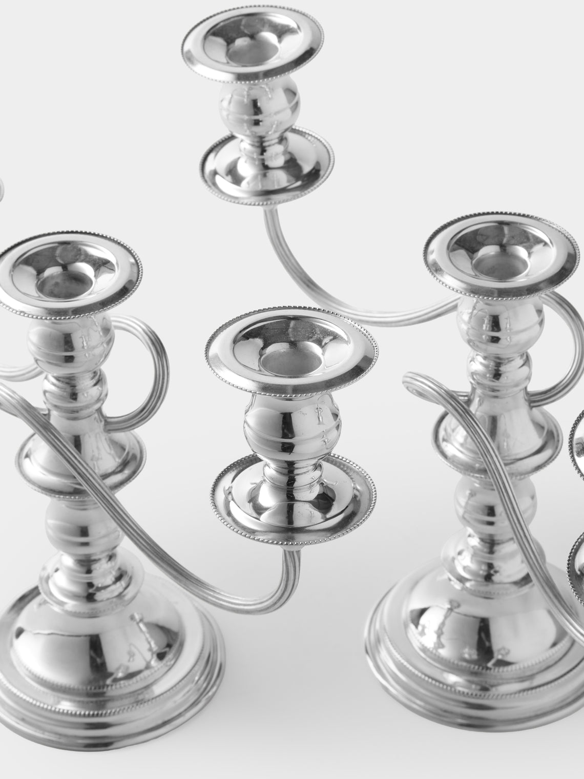 Antique and Vintage - 1940s Italian Silver-Plated Candle Holders (Set of 2) - Clear - ABASK