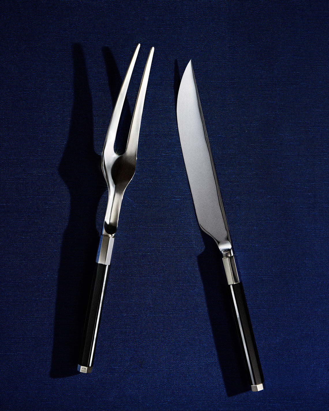 San Lorenzo - 1981 Afra and Tobia Scarpa Sterling Silver and Marble Roasting Knife and Fork - Silver - ABASK