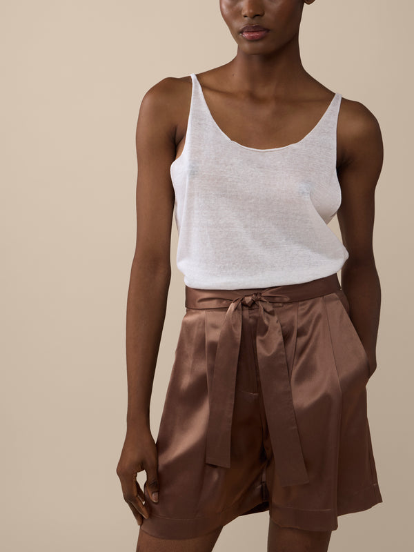 Dusan - Linen Asymmetric Tank Top | One Size - White - ABASK