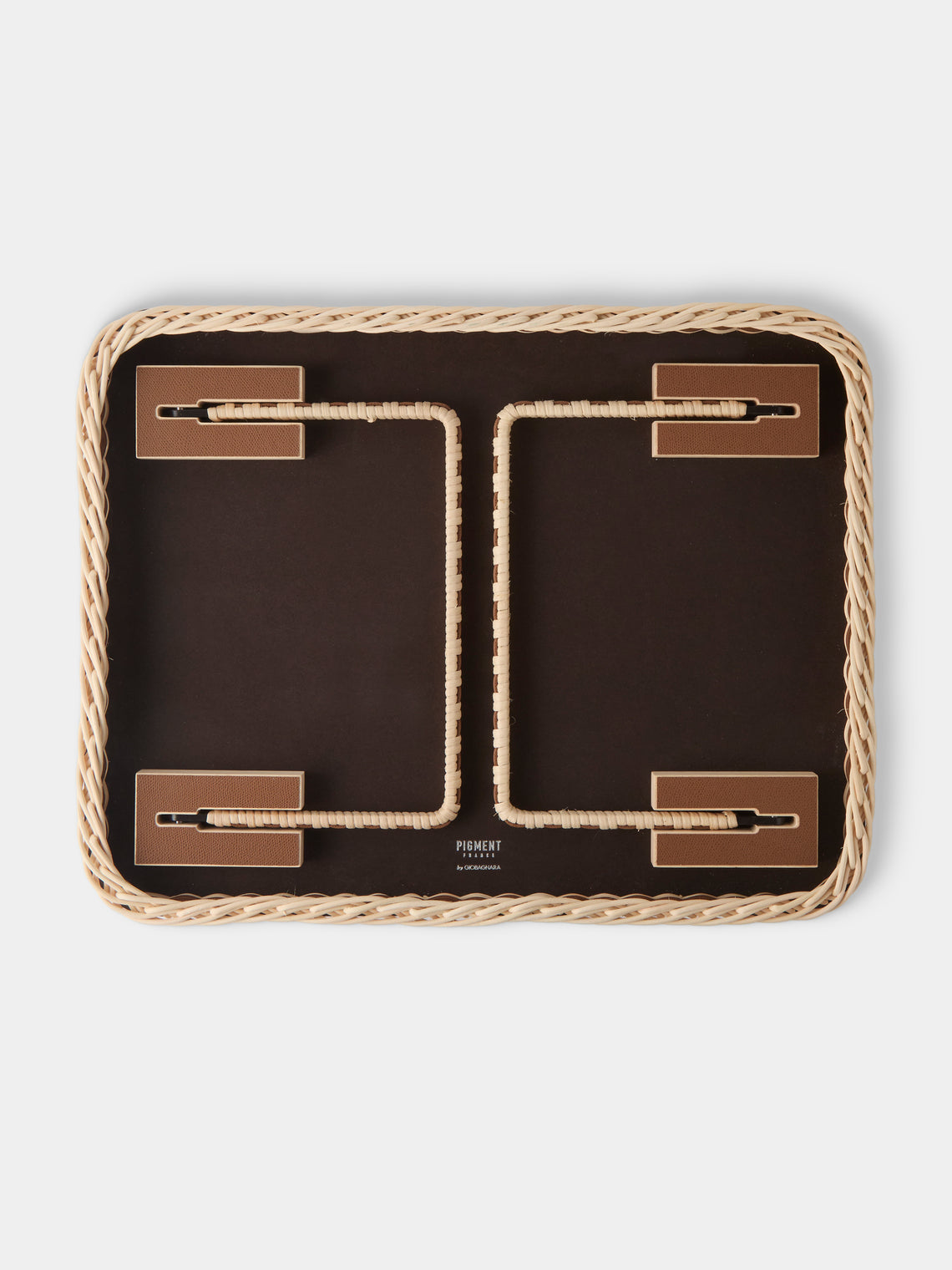 Pigment France - Reims Leather and Rattan Bed Tray (21in/54cm) - Brown - ABASK