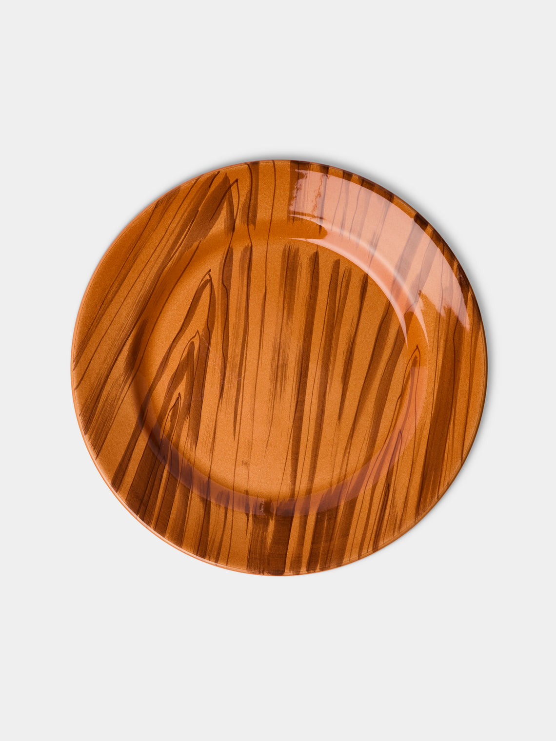 Este Ceramiche - Faux Bois Hand-Painted Dinner Plates – 11in/27.5cm (Set of 4) - Brown - ABASK