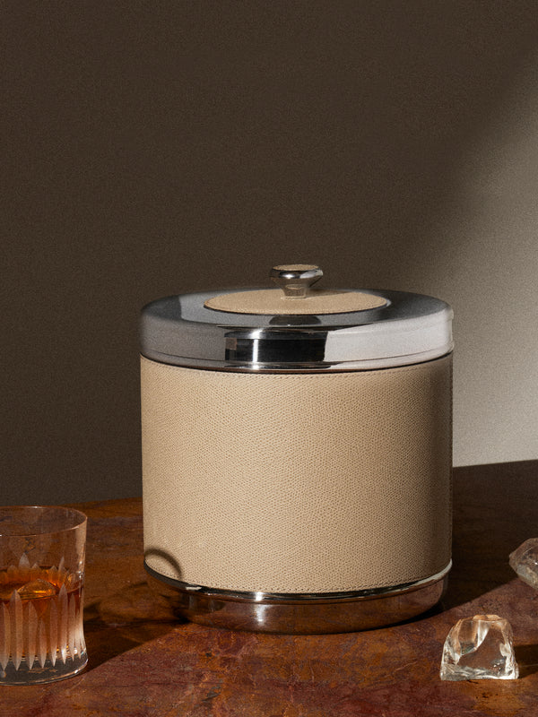 Giobagnara - Ocean Leather and Steel Ice Bucket - Beige - ABASK