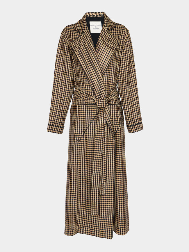 Emilia Wickstead - Wool Houndstooth Robe - Camel - ABASK - 