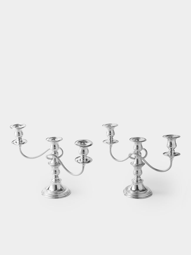 Antique and Vintage - 1940s Italian Silver-Plated Candle Holders (Set of 2) - Clear - ABASK - 