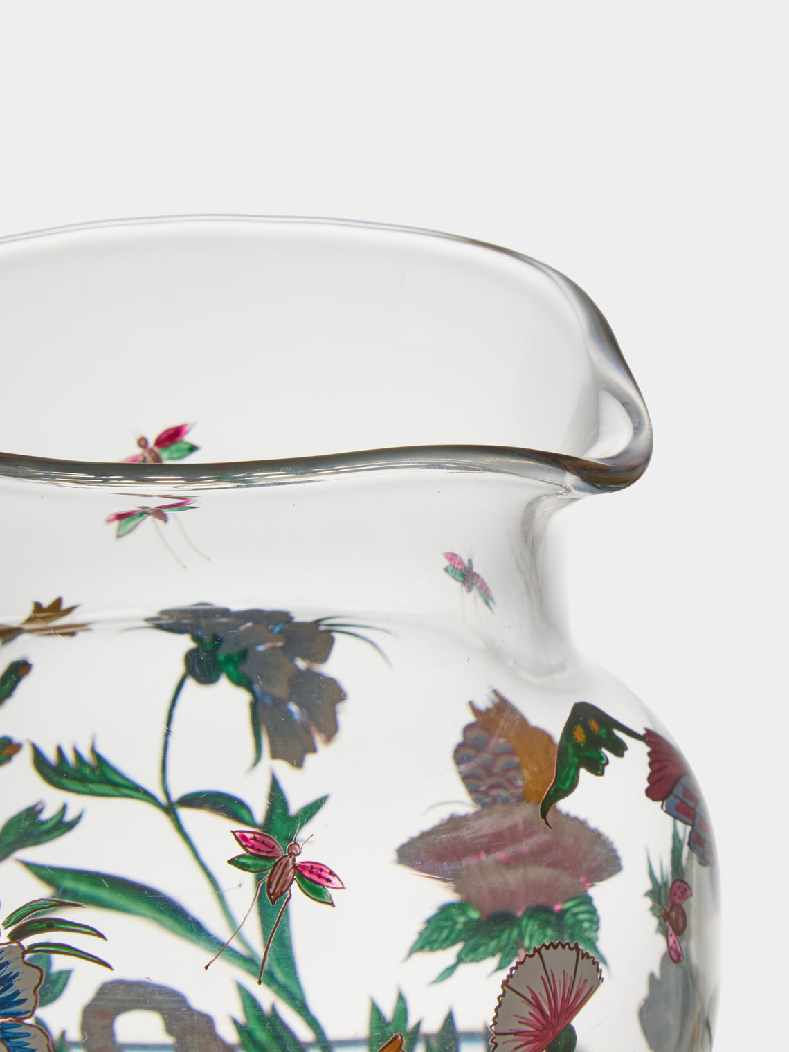 Lobmeyr - Chinese Flowers Hand-Blown Crystal Water Pitcher - Blue - ABASK