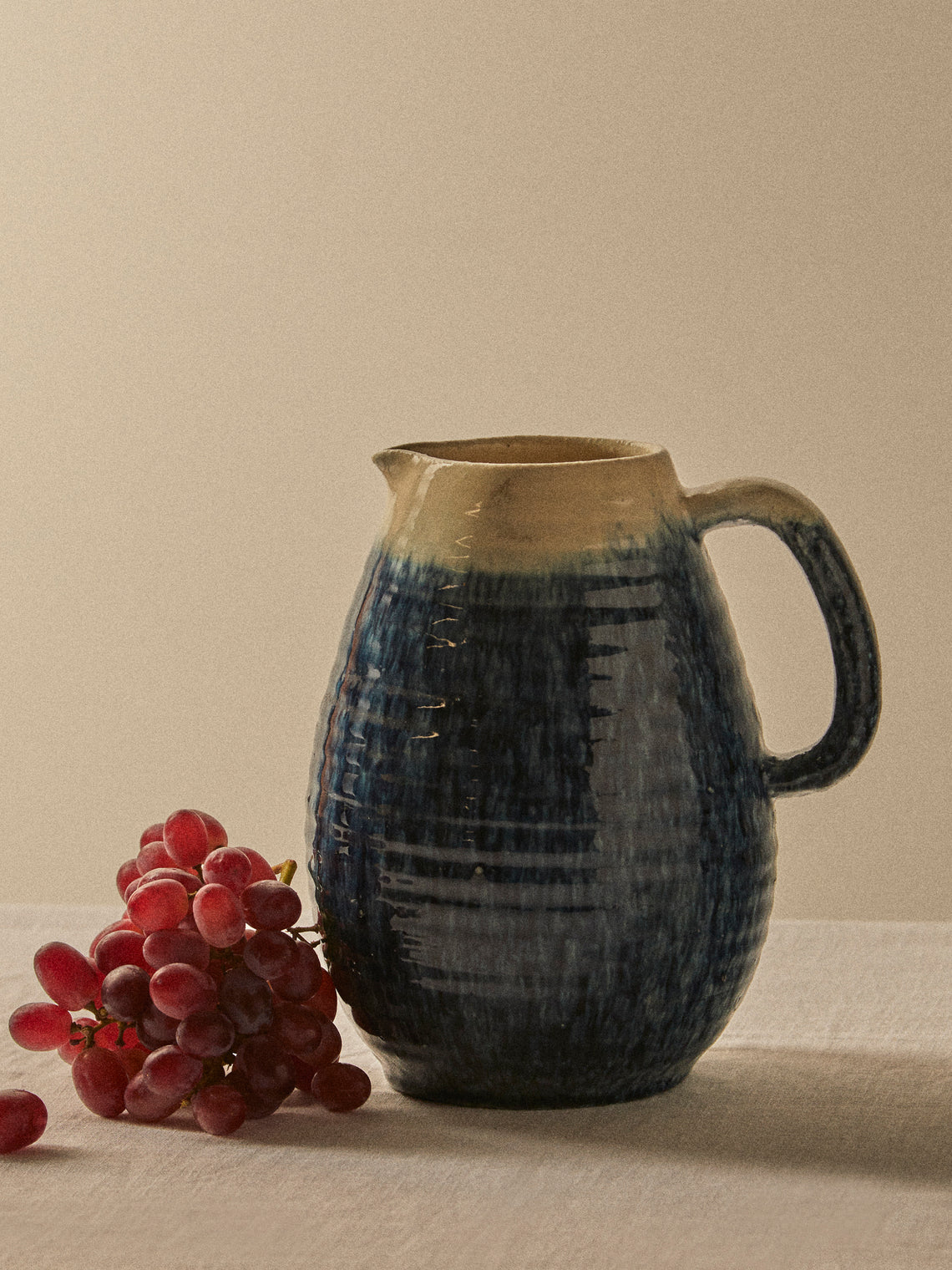 Antique and Vintage - 1960s Accolay Ceramic Jug - Blue - ABASK