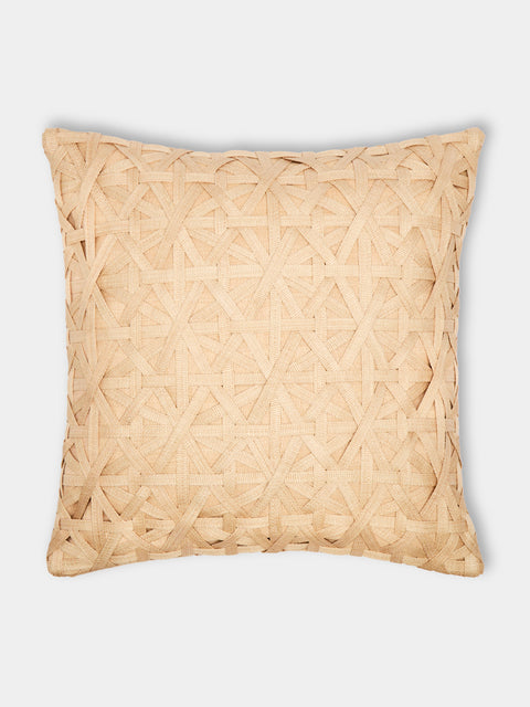 Kubo Curated - Basket Weave T'nalak Cloth Cushion (19.5in/50cm) - Natural - ABASK - 
