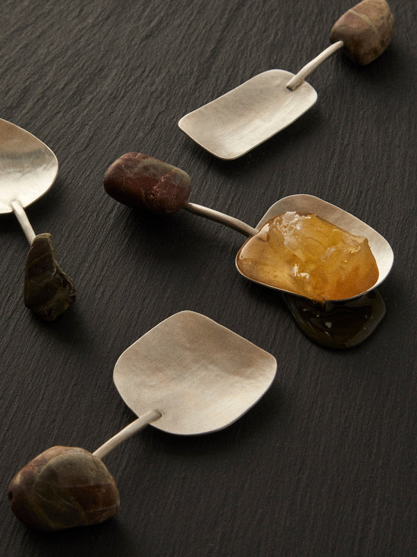 Thalia Maria Silver - Sterling Silver and Pebble Jam / Condiment Spoons (Set of 4) - Silver - ABASK